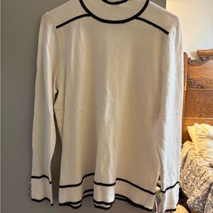 Elegant White Sweater with Black Accents